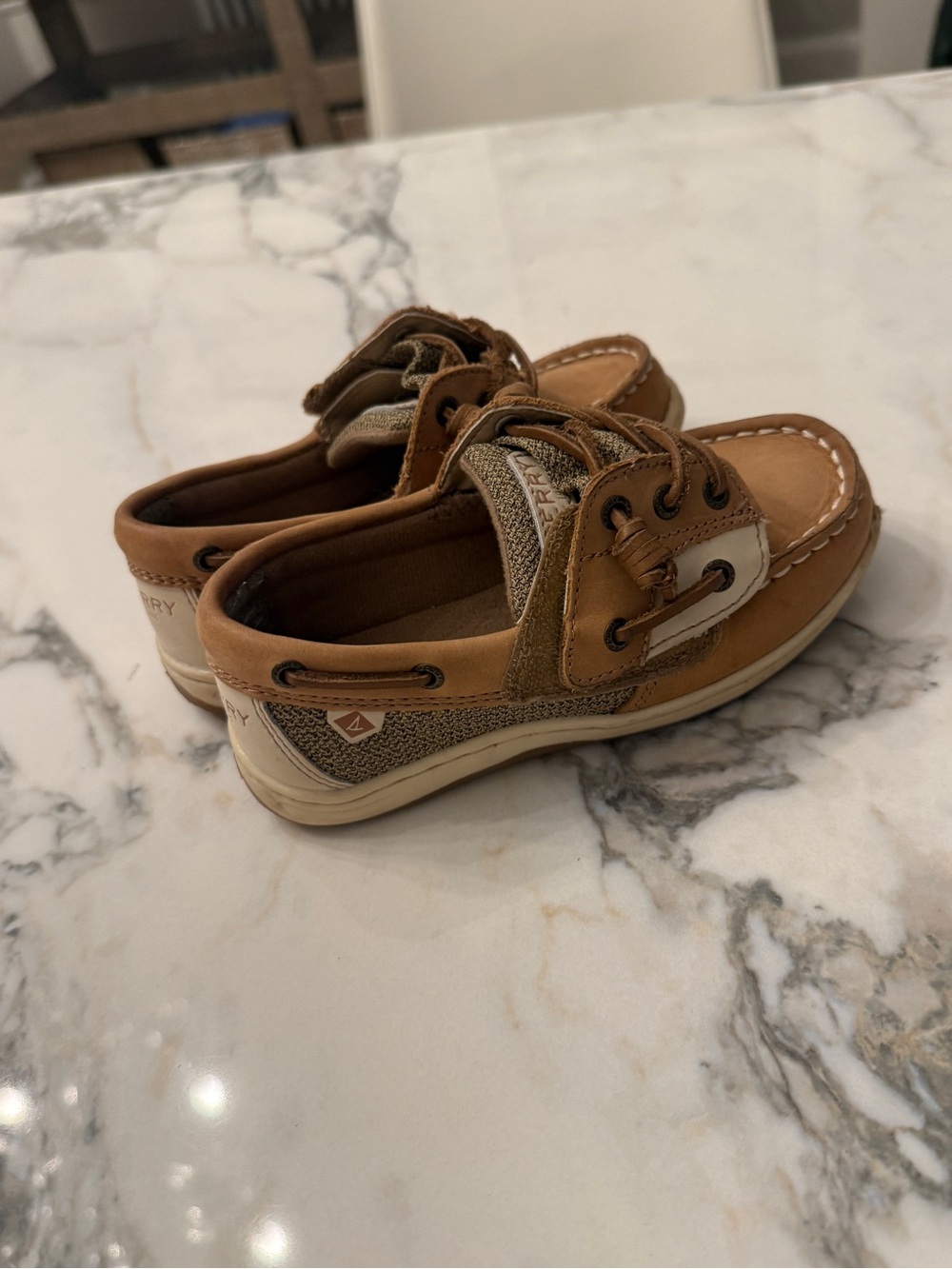 Sperry Kids Tan and Cream Moccasin-Style Boat Shoes